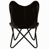 vidaXL Butterfly Chairs 2 pcs Black Kids Size Real Leather