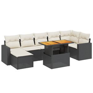 vidaXL 8 Piece Garden Sofa Set with Cushions Black Poly Rattan