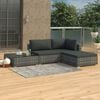 vidaXL 4 Piece Garden Lounge Set with Cushions Poly Rattan Grey