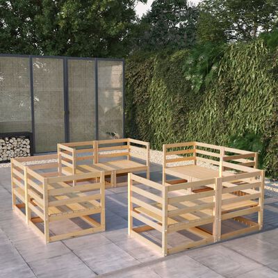 vidaXL 8 Piece Garden Lounge Set Solid Wood Pine
