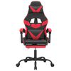 vidaXL Swivel Gaming Chair with Footrest Black&Red Faux Leather