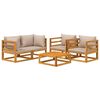 vidaXL 5 Piece Garden Lounge Set with Taupe Cushions Solid Wood