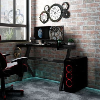 vidaXL Gaming Desk LED with Y Shape Black 90x60x75 cm