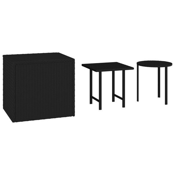 vidaXL Garden Side Tables 3 pcs Black Poly Rattan