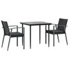 vidaXL 3 Piece Garden Dining Set with Cushions Poly Rattan and Steel