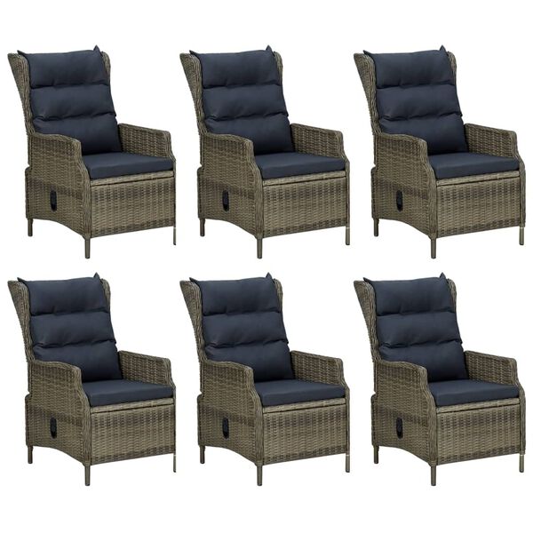 vidaXL 7 Piece Garden Dining Set Brown Poly Rattan