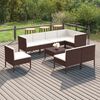 vidaXL 9 Piece Garden Lounge Set with Cushions Poly Rattan Brown