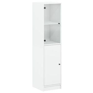 vidaXL Highboard with Glass Door White 35x37x142 cm