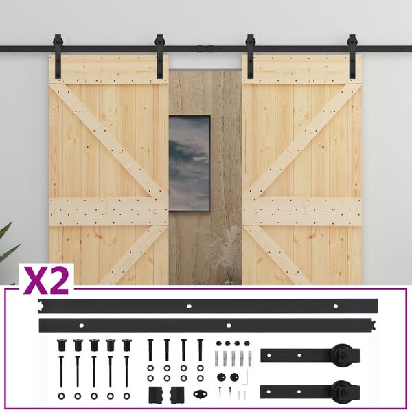 vidaXL Sliding Door with Hardware Set 80x210 cm Solid Pine Wood