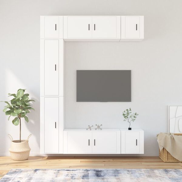vidaXL 7 Piece TV Cabinet Set White Engineered Wood