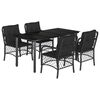 vidaXL 5 Piece Garden Dining Set with Cushions Black Poly Rattan