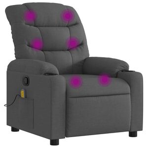 vidaXL Massage Recliner Chair Dark Grey Fabric
