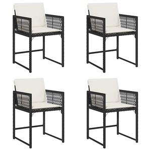vidaXL Garden Chairs with Cushions 4 pcs Black Poly Rattan