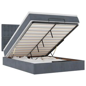 vidaXL Ottoman Bed with Mattresses & LEDs Dark Grey Double Velvet