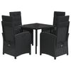 vidaXL 5 Piece Garden Dining Set with Cushions Black Poly Rattan
