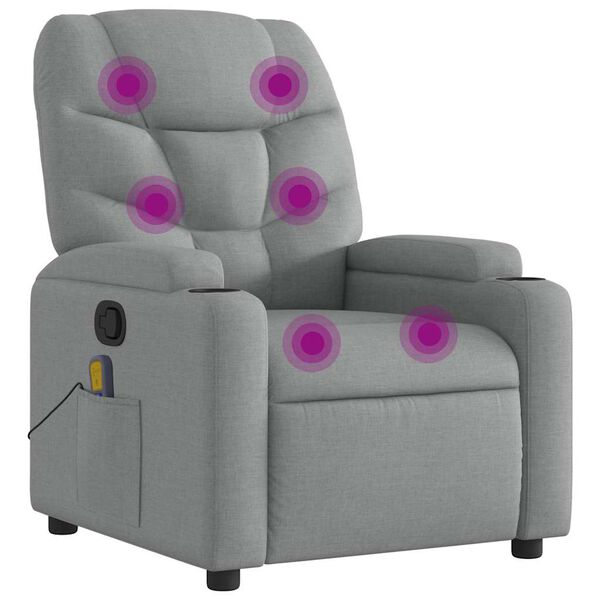 vidaXL Massage Recliner Chair Light Grey Fabric