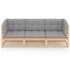 vidaXL 3-Seater Garden Sofa with Cushions Solid Pinewood
