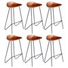 vidaXL Bar Stools 6 pcs Brown Real Leather