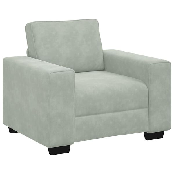 vidaXL 3 Piece Sofa Set with Cushions Light Grey Velvet