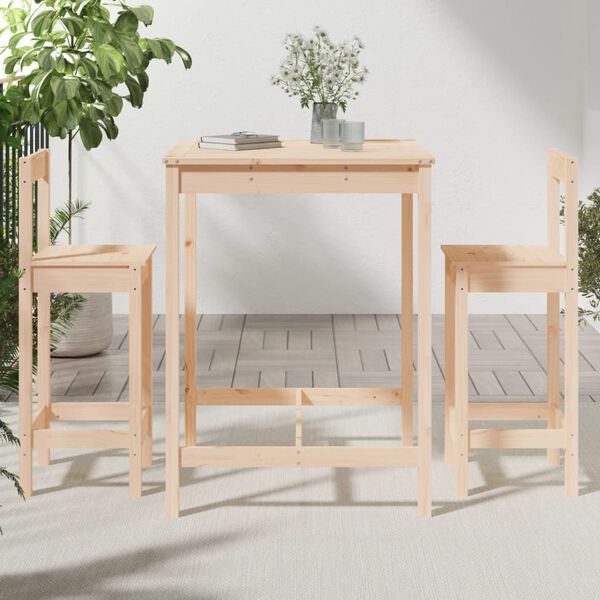 vidaXL 3 Piece Garden Bar Set Solid Wood Pine