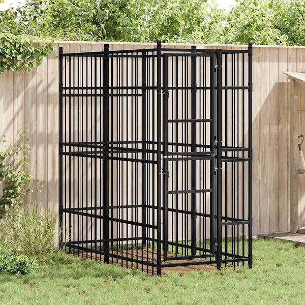 vidaXL Outdoor Dog Kennel Steel 1.84 m&sup2;