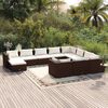 vidaXL 11 Piece Garden Lounge Set with Cushions Poly Rattan Brown