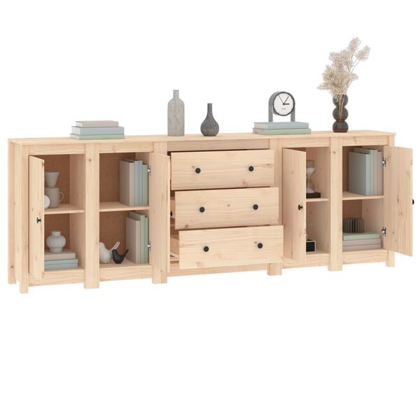 vidaXL Sideboard 230x35x80 cm Solid Wood Pine