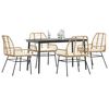 vidaXL 5 Piece Garden Dining Set with Cushions Brown Poly Rattan Glass