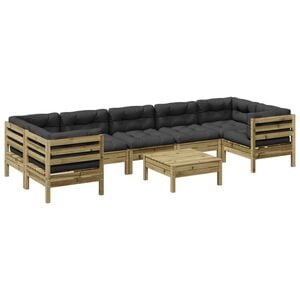 vidaXL 8 Piece Garden Sofa Set with Cushions Impregnated Wood Pine