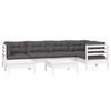 vidaXL 7 Piece Garden Lounge Set with Cushions White Solid Pinewood