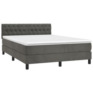vidaXL Box Spring Bed with Mattress&LED Dark Grey 153x203 cm Queen Size Velvet
