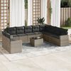 vidaXL 11 Piece Garden Sofa Set with Cushions Grey Poly Rattan