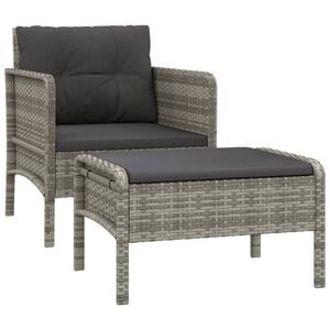 vidaXL 2 Piece Garden Lounge Set with Cushions Grey Poly Rattan