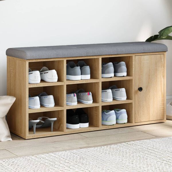 vidaXL Shoe Bench Sonoma Oak 102x32x50 cm Engineered Wood