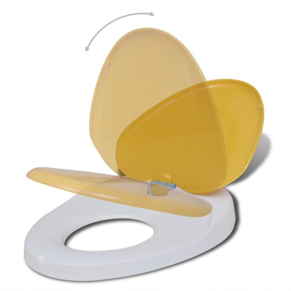 vidaXL Toilet Seats with Soft Close Lids 2pcs Plastic White and Yellow