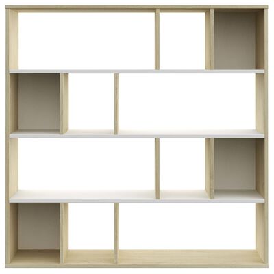 vidaXL Room Divider/Book Cabinet White and Sonoma Oak 110x24x110 cm Engineered Wood