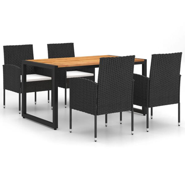 vidaXL 5 Piece Garden Dining Set Black