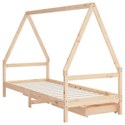 vidaXL Kids Bed Frame with Drawers 90x190 cm Solid Wood Pine
