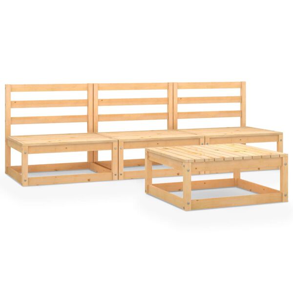 vidaXL 4 Piece Garden Lounge Set Solid Wood Pine