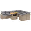 vidaXL 10 Piece Garden Sofa Set with Cushions Beige Poly Rattan