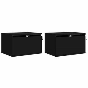 vidaXL Wall-mounted Bedside Cabinets with LED Lights 2 pcs Black