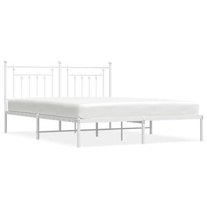 vidaXL Metal Bed Frame without Mattress with Headboard White 180x200cm