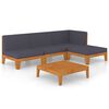 vidaXL 5 Piece Garden Lounge Set with Cushions Solid Acacia Wood