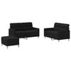 vidaXL 3 Piece Sofa Set with Cushions Black Fabric