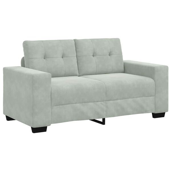 vidaXL 2 Piece Sofa Set with Cushions Light Grey Velvet