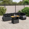 vidaXL 7 Piece Garden Sofa Set with Cushions Black Poly Rattan