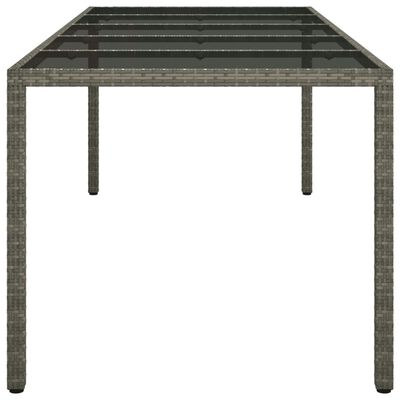 vidaXL Garden Table Grey 250x100x75 cm Tempered Glass and Poly Rattan