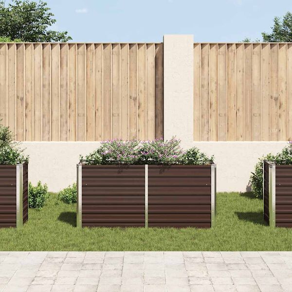 vidaXL Garden Raised Bed Brown 160x40x77 cm Galvanised Steel