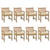 vidaXL Garden Chairs 8 pcs with Cream White Cushions Solid Teak Wood