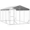 vidaXL Outdoor Dog Kennel with Roof Silver 3x4,5x2,5 m Galvanised Steel